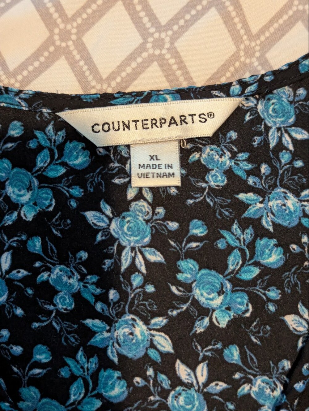 Counterparts Black and Blue Floral Peplum Tunic - Picture 2 of 5